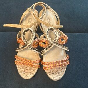 Kenneth Cole Beaded Sandals (Callout: Scratch On Left Ankle/some Separation)